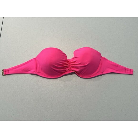 Victoria Secret Strapless Bikini Top Only Underwire Hot Pink Size 34DD - Picture 6 of 6